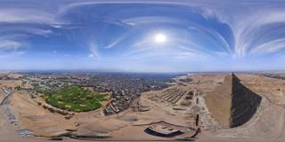 Great Pyramids of Giza in Egypt_Cairo view from pyramid of Cheops